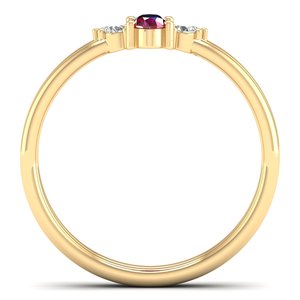 Anillos de Compromiso REYES de Lujo en Plata de Ley 925 con Moissanita, Chapados en Oro Amarillo de 14K, Corte Ovalado, Gema de Rubí de 0.21 Quilates - Product Image 4
