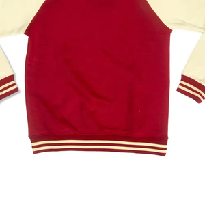 Haut décontracté long pour femme, col rond surdimensionné, délavage acide, logo personnalisé sur le devant, patchwork, streetwear, tissu tricoté d'hiver, OEM - Product Image 6