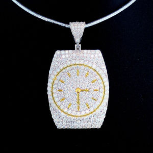 Pendentif en diamant Moissanite taille ronde glacée pour pendentif de style Hip Hop cadeau d'anniversaire pour homme en argent sterling 925 - Product Image 1