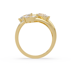 Custom 14K Yellow Gold Marquise cut CVD Lab Grown Pear cut Diamond <b>Ring</b> Spiral Bypass <b>Ring</b> For Women Fine Jewelry Fashion <b>Rings</b> - Product Image 4