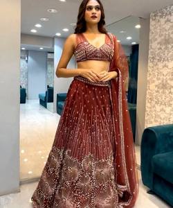 Designer indien Satin Soft Net Broderie Séquence Travail Lehenga Choli avec Dupatta Wedding Wear Prix de gros Vêtement ethnique ApparelGarment Shalwar Kameez - Product Image 3