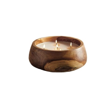 Bougeoir rond écologique à pâte fait à la main Dernière conception Bougeoir en bois de teck de grande taille - Product Image 1