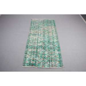 Alfombra de 3.4x7.2 pies, Alfombra Turca Vintage, Alfombra de Lana Azul - Product Image 1