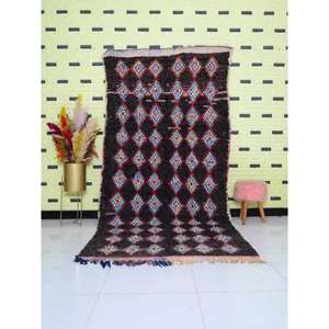 Tapis Boucherouite marocain authentique fait main, style bohème chic, coloré, vintage, artisanat Atlas, décoration. - Product Image 1