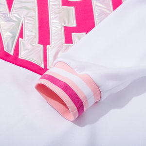 เสื้อสเวตเตอร์แขนยาวแบบสวมหัวแขนยาวสำหรับผู้หญิงเสื้อฮิปฮอปผ้าฝ้าย100% สีชมพูแบบกำหนดเองได้สำหรับฤดูใบไม้ร่วง - Product Image 5