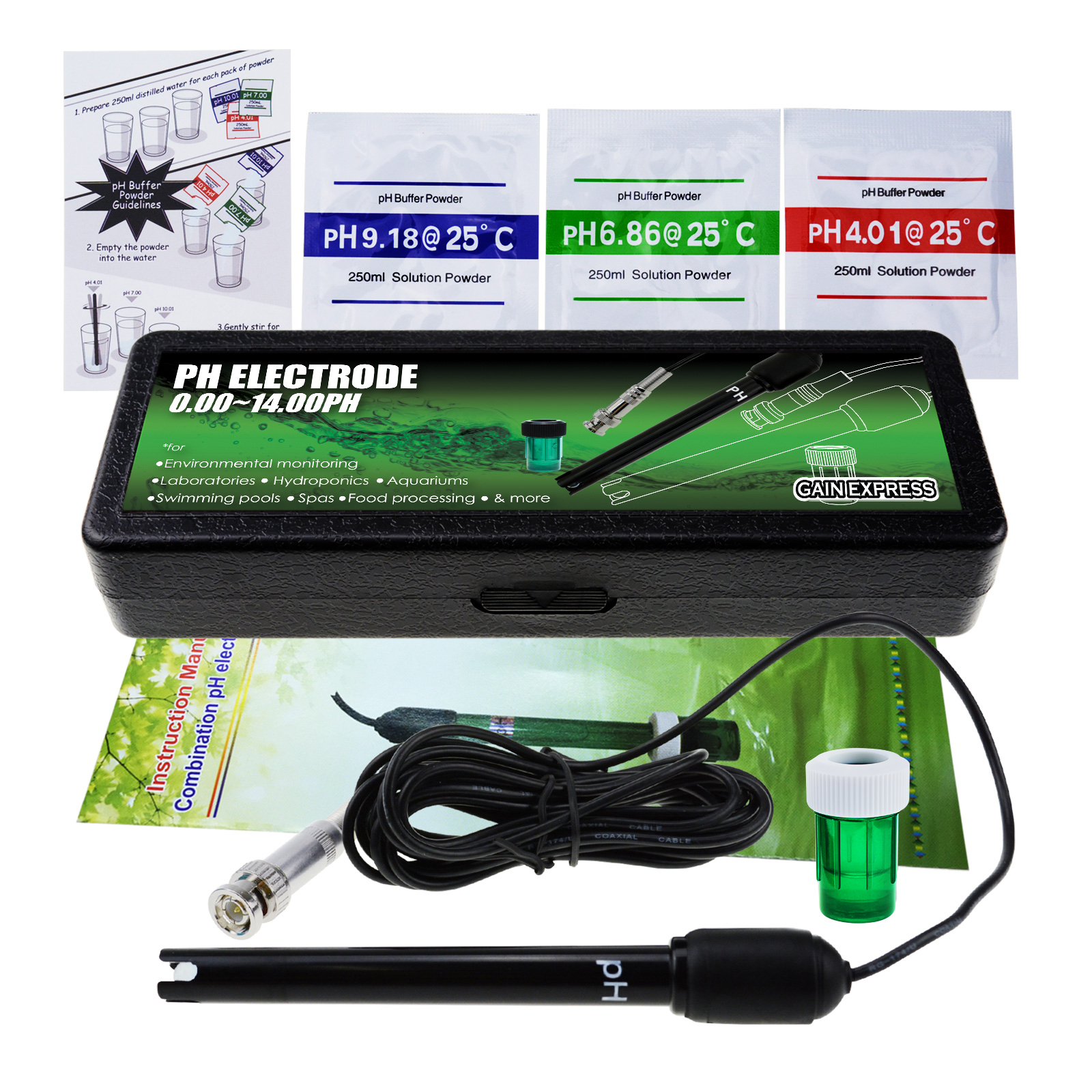 Elettrodo sensore Ph 0-14 K di sostuzione connettore Bnc sonda elettrodo controller Ph per acquario  1420