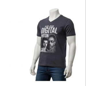 Camisetas de Cuello en V de Poliéster y Algodón Comprimido, Impresión Digital, Tela Elástica, Logotipo Personalizado, Uso Diario, Moda Casual - Product Image 4