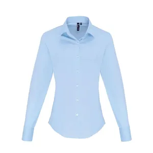 Camiseta Polo de Manga Larga para Mujer, Corte Ajustado, Popelina, Artículo Promocional - Product Image 4