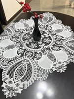 Nappe de mariage vintage blanche en dentelle ajourée, personnalisée, carrée, brodée, imperméable et anti-taches pour la salle à manger