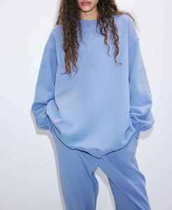 ชุดวอร์มผู้หญิงแบบสั่งทำ OEM/ODM เสื้อฮู้ดดี้โอเวอร์ไซส์และกางเกงขายาวทรงหลวม ชุดเซ็ต 2 ชิ้น ผ้าฝ้าย 100% - Product Image 2