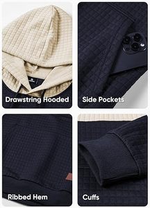 Women's Lightweight <b>Waffle</b> Knit Hooded Pullover Sweatshirt Long Sleeve Drawstring Solid Color <b>Block</b> Pocket Winter ODM XS Size - Product Image 5