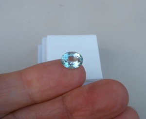 พลอยอความารีนธรรมชาติอัญมณีทรงหลวมขนาด9x7มม. ตัดรูปไข่สีฟ้าสวยงาม - Product Image 4
