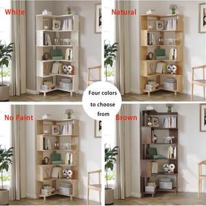 Afeef Corner Bookcase Solid Wood Corner <b>Bookshelf</b> Storage Display Rack 6-Tier Corner Bookcase Cabinet Wooden <b>Cube</b> Storage - Product Image 6