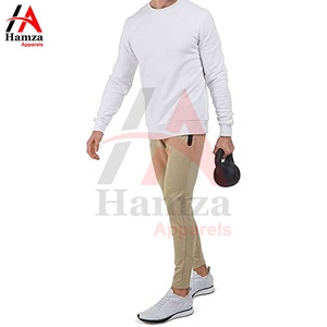 Pantalon pour homme élégant, beige, coupe ajustée, jogging, tissu léger et extensible 250 GSM, poches latérales modernes à fermeture éclair, vêtements de sport décontractés - Product Image 6