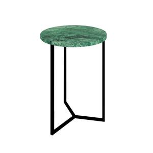 Mesa Auxiliar Superior de piedra de granito con base de metal negro de tres patas, mesa de bebida de acento moderno, gran oferta, hogar de piedra de lujo duradero y elegante - Product Image 1
