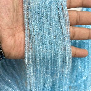 Cuentas Redondas Facetadas de Topacio Azul 100% Genuino de Alta Calidad de 5-7 mm para la Fabricación de Joyas - Product Image 2