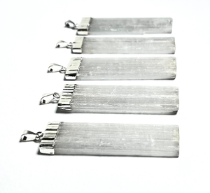 Selenite <b>Crystal</b> Necklace Selenite Gemstone <b>Pendant</b> with Complimentary Chain Jewelry Making - Product Image 5