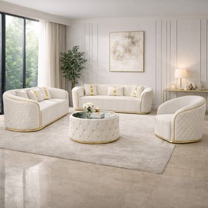 Ensemble de canapé sectionnel moderne en velours gris avec accoudoirs incurvés, rembourrage en mousse, meubles contemporains pour salon - Product Image 3
