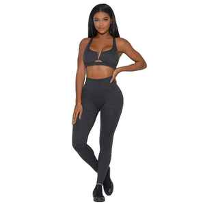 Conjunto de yoga deportivo personalizado de 2 piezas sexy para mujer-Sujetador deportivo y mallas Ropa de gimnasio para mujeres activas - Product Image 1