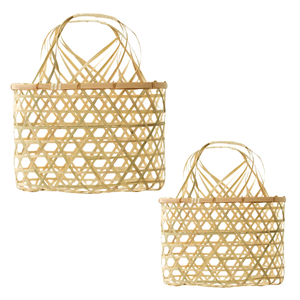 PANIER CADEAU EN BAMBOU fait à la main avec emballage cadeau pour fruits, pain et paniers de vacances Décoration intérieure Artisanat du Vietnam - Product Image 1