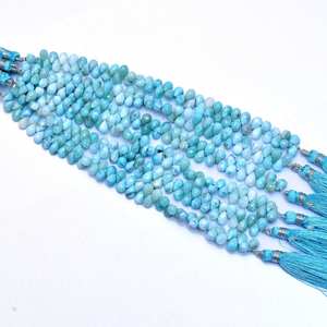 ลูกปัดอัญมณีทรงหยดน้ำแร่ลาริมาร์ธรรมชาติขนาด7x4มม. ลูกปัดหลวมสำหรับทำเครื่องประดับ - Product Image 2