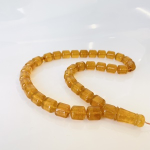 Chapelet islamique, perles en ambre baltique naturel de forme baril - Product Image 6