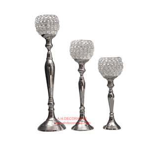 Bougeoir fait main en métal plaqué or avec support en aluminium fini brillant pour la décoration de la maison du salon - Product Image 5