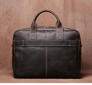 Classic Leather Laptop Messenger Protective Handbag with Shoulder Strap Durable Office Zipper Closure - Product Image 2