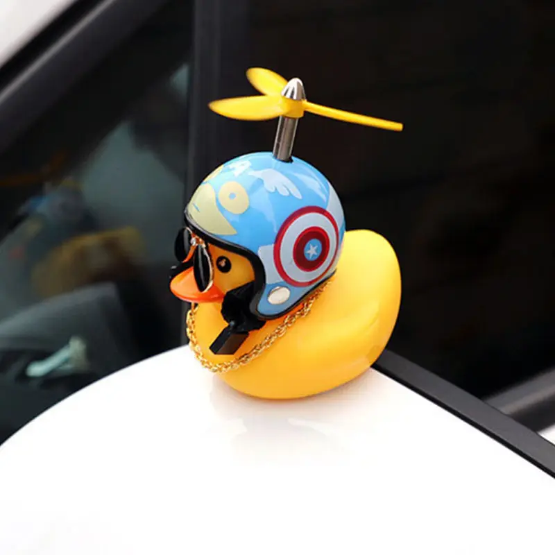 Nieuwe Staande Kleine Gele Eend Auto Fiets Fietsbel Met Veiligheid Helm Stuur Eend Bamboe Libelle Hoorn Accessoires