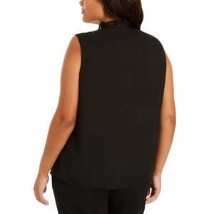 Camicetta Senza Maniche da Donna Calvin Klein con Collo a Volant, Ricamata in Popeline e Chiffon, Taglia XL, Top da Ufficio Nero per Signore - Product Image 2