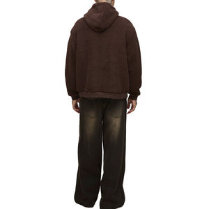 Sudadera con Capucha Personalizada de Alta Calidad, de Forro Polar, Ecológica, Cortavientos, Transpirable, con Bolsillo, Logotipo, Color Marrón Sólido, Cálida para Invierno, de Algodón - Product Image 6