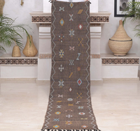 Tapis de Couloir de Luxe en Soie de Cactus Fait Main Marocain, Tapis Berbère Sabra Authentique Personnalisé, Lavable, Adapté aux Animaux Domestiques, Toutes Saisons