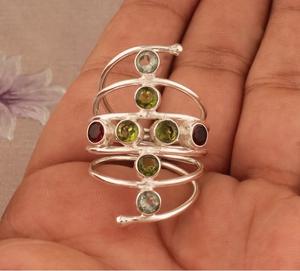 Anillo de piedras preciosas múltiples, anillo de diseñador hecho a mano de Plata de Ley 925, regalo de joyería de compromiso único para mujer - Product Image 3