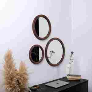 Haute demande avec un prix raisonnable Ensemble de miroirs de dressage fabriqués à la main Cadre en bois rond Exportateur de l'Inde avec qualité d'exportation - Product Image 1