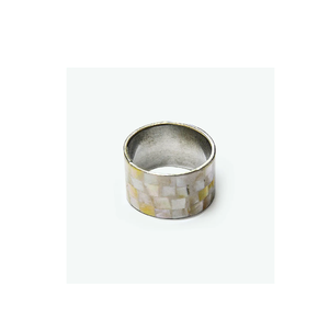 <b>Mother</b> of Pearl Inlay Napkin <b>Ring</b> Dinning Table Decorate With Napkin <b>Rings</b> Mop Steel Napkin <b>Ring</b> Plating - Product Image 1