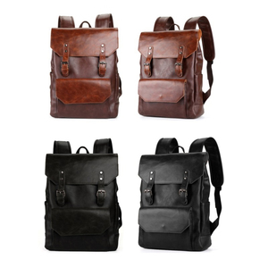 Genuine Leather Laptop <b>Backpack</b> Vintage Style with Buckle Closure Unisex Softback 20-39L Capacity Shoulder <b>Straps</b> - Product Image 2