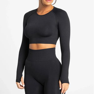 Haute qualité à manches longues haut court pantalon Yoga entraînement ensembles vêtements pour femmes vêtements actifs femmes Yoga ensembles Fitness 2026 - Product Image 2