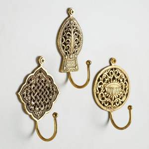 Luxurious ethnic design brass wall hooks for exquisite interior decor and practical use in <b>compact</b> spaces - Product Image 5