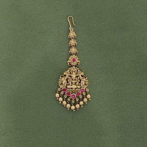 Antiguo diseñador clásico Tikka con chapado en oro Hermosa joyería antigua para la frente - Product Image 1