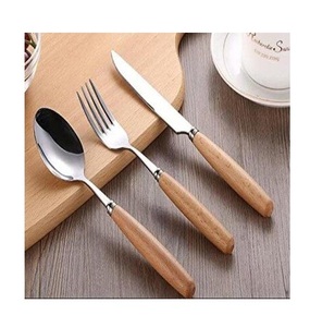 Vajilla con mango de madera, juego de cubiertos, juego de cubiertos de acero inoxidable, juego de cubiertos de diseño elegante a un precio asequible - Product Image 3
