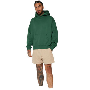 Sudaderas con Capucha Casuales para Hombre, Talla Grande, 100% Algodón, Felpa, Estilo Holgado, en Existencia, Colores Sólidos, Logotipo Personalizado - Product Image 3