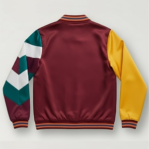 Chaqueta universitaria naranja y verde, bomber con bloques de color neón, chaqueta streetwear naranja brillante, precio al por mayor - Product Image 6