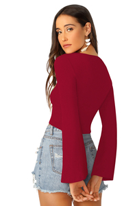 Tops de punto de moda para deportes indios exclusivos para mujer, ropa cómoda y regular, Tops cortos formales con apliques indios - Product Image 3