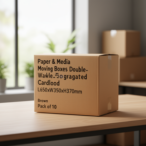 Paper & Media <b>Moving</b> <b>Boxes</b> Double-Walled Corrugated Cardboard L650xW350xH370mm Brown <b>Pack</b> of 10 - Product Image 3