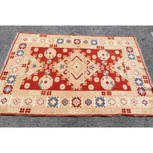 พรมวินเทจ ขนาด 3.9x5.7 ฟุต พรมลายจุดสีแดง ทำจากขนสัตว์ - Product Image 3