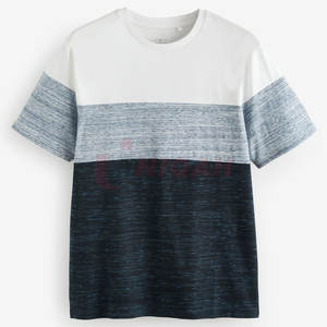 Elegante Camiseta de manga corta con bloque de color con cuello redondo acanalado y logotipo bordado personalizado, ropa informal de corte regular - Product Image 1