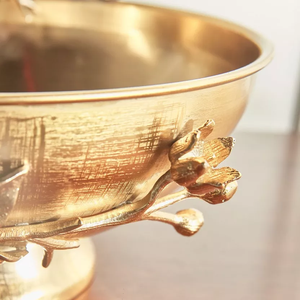 Bol de service alimentaire en acier inoxydable argent et or avec design floral écologique pour les fruits et les noix de vente d'usine de fête - Product Image 5