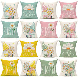 4 Fundas de Cojín Decorativas con Diseño de Gnomos y Flores de Margarita para Primavera, para el Hogar, Sofá, Patio, Muebles, Banco, Porche (Sin Almohadas) - Product Image 4