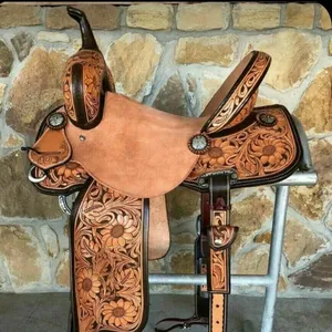 Sela de cavalo floral cowboy 2024, sela portátil para equitação ocidental, alforje ocidental para cavalos, pacote personalizado em couro, ideal para o uso em ambientes de corrida