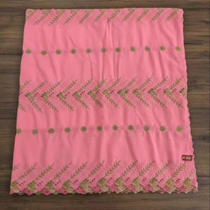 New Arrival Long Light Summer Floral Cotton Shawl Women African Premium Voile <b>Lace</b> <b>Scarf</b> Embroidery Rhinestone Breathable Soft - Product Image 1